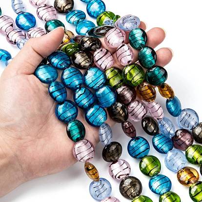 Perles en verre argent faites à la main , plat rond