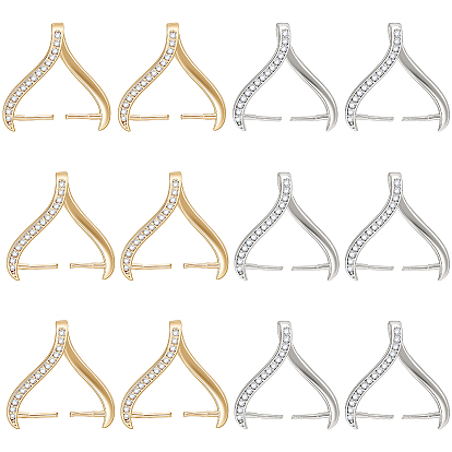 12 шт. 2 цвета стойка покрытие латунь микропаве кубический цирконий ледоруб зажимные скобы, долговечный, без кадмия и без свинца