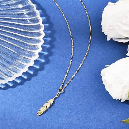 Латунный кулон с пером 304 ожерелья из нержавеющей стали с цепочкой для женщин