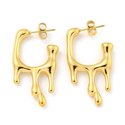 Ion Plating(IP) 304 Stainless Steel Stud Earrings for Women, U-shaped
