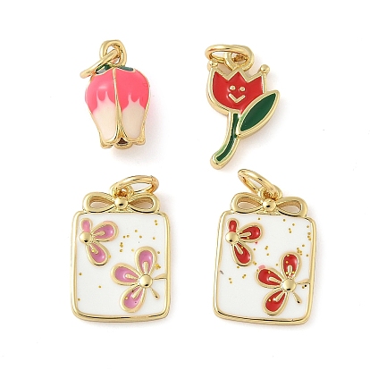 Латунь эмаль прелести, цветочный шарм, с целью перехода в кольце, без свинца и без кадмия, долговечный, стойки покрытие, реальный 18 k позолоченный