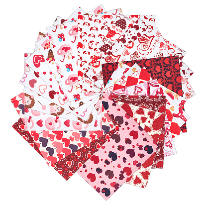 18шт. ткань из полиэстера и хлопка ко Дню святого Валентина, для пэчворка, шить ткани для пэчворка, квадрат с сердца шаблона