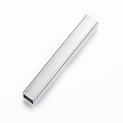 304 Stainless Steel Tube Beads, Square Hole
