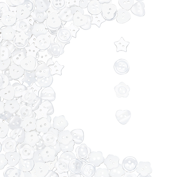 Resin Button, Mixed Dyed and Undyed, 2-hole & 4-hole, Mixed Shapes