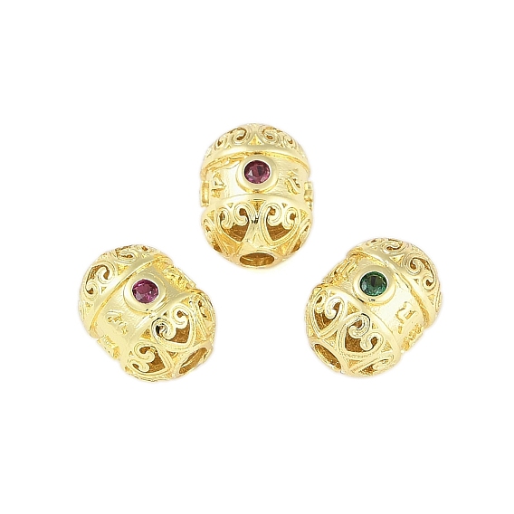 Латунные микро проложить кубического циркония бусы, без свинца и без кадмия, овальные, красочный