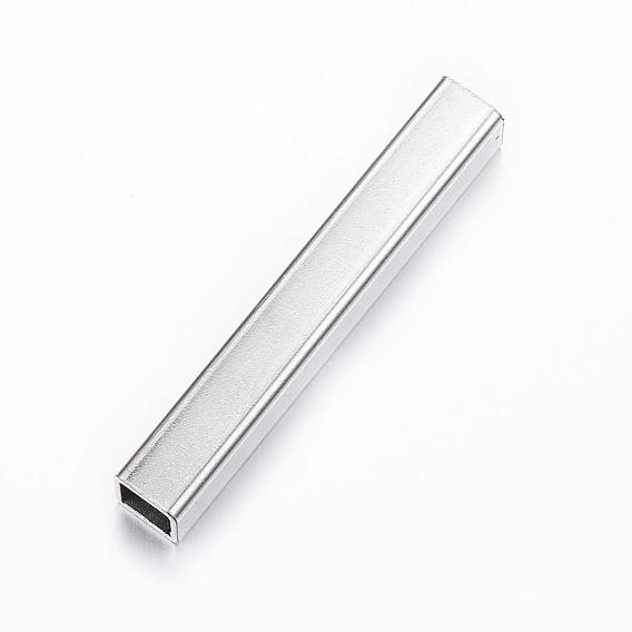 304 Stainless Steel Tube Beads, Square Hole