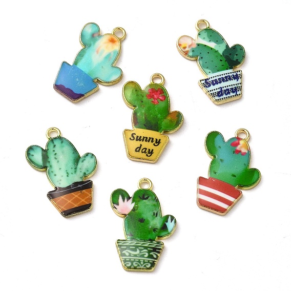 Подвески из эмали и сплава, кактус очарование, золотые