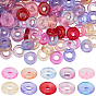100шт. 10 цвета прозрачные, окрашенные аэрозольной краской стеклянные европейские бусины, бусины с большим отверстием, с золотой фольгой, пончик