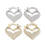 Rack Plating Brass Micro Pave Cubic Zirconia Hoop Earring, Cadmium Free & Lead Free, Long-Lasting Plated, Heart
