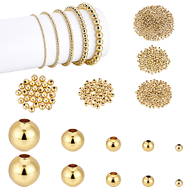 880 шт 5 стили 304 бусины из нержавеющей стали, круглые