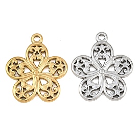 304 Stainless Steel Pendants, Flower Charms
