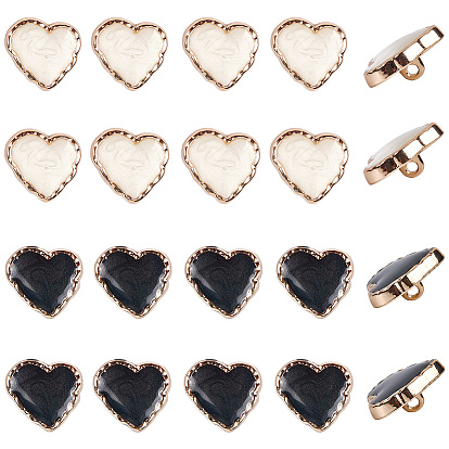 20 шт. 2 цвета сплава эмалированные металлические кнопки, сердце, золотой свет