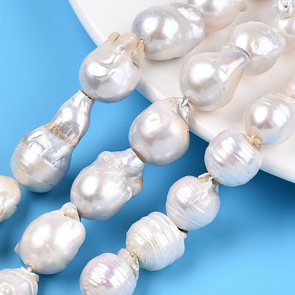 Natural Baroque Pearl Keshi Pearl Beads Strands, Cultured Freshwater Pearl, Nuggets