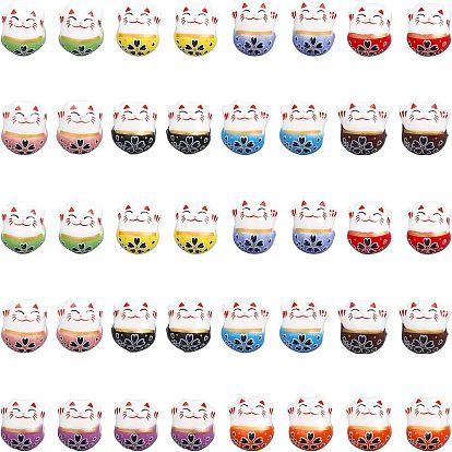 40шт 10 цвета фарфоровые бусины ручной работы, пастельный фарфор, Lucky Cat