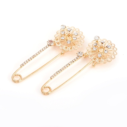 Защитная брошь с металлическим покрытием, с хрусталя стразами, цветок