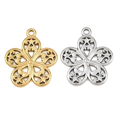 304 Stainless Steel Pendants, Flower Charms
