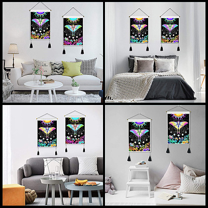 Room decoration painting tapestry hanging cloth moon phase butterfly art wall cloth background cloth living room decorative painting bedside tapestry