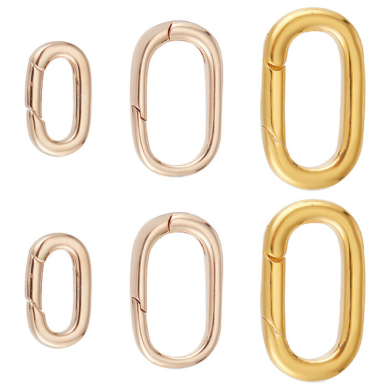 6шт 3 стиль латунные пружинные затворные кольца, овальные