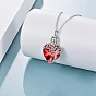 Heart with Tree of Life Glass Urn Pendant Necklaces, Stainless Steel Chain Necklaces