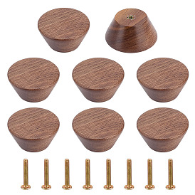 Круглая ручка для ящика из орехового дерева, двери шкафа ручка мебель тянуть, с железными винтами