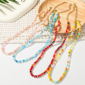 Collier de coquillages en perles de cristal naturel coloré pour femmes