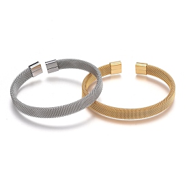 Bracelets unisexes en maille d'acier inoxydable 304, bracelets de manchette