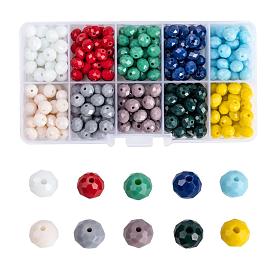 Opaque Solid Color Glass Beads, Faceted, Rondelle