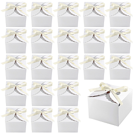 30 Sets Square Paper Gift Boxes, with Ribbons, Birthday Wedding Party Chocolate Candy Gift Boxes