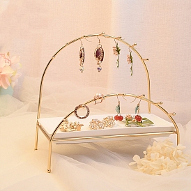 Arch Style 2-Tier Metal Jewelry Display Stands, with Resin Tray