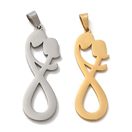 304 Stainless Steel Pendants, Laser Cut, Infinity with Couple Charm