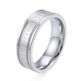 201 Stainless Steel Roman Numeral Finger Ring for Women
