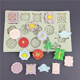 Food Grade Mixed Flower Silicone Molds, 16-Hole Fondant Molds, For DIY Cake Decoration, Chocolate, Candy