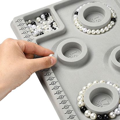 Flocking PE Bead Design Boards, Bracelet Design Board, with Graduated Measurements, DIY Beading Jewelry Making Tray, Rectangle