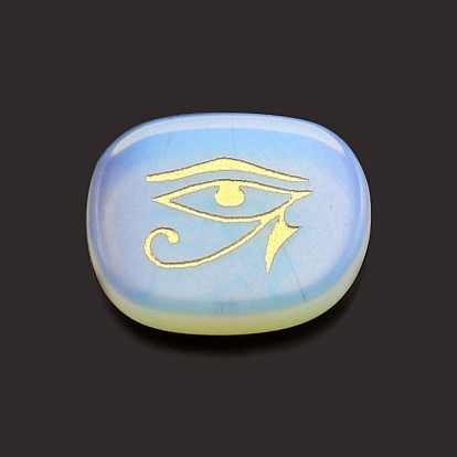 Gemstone Cabochons, Oval with Egyptian Eye of Ra/Re Pattern, Religion