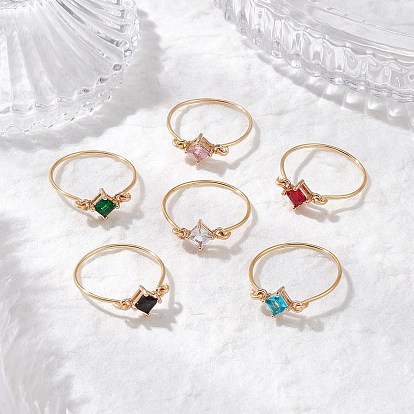 Прозрачные стеклянные кольца для пальцев, с экологически чистой медной проволокой, ромб