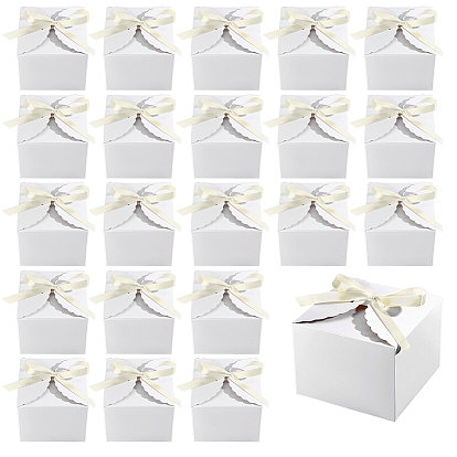 30 Sets Square Paper Gift Boxes, with Ribbons, Birthday Wedding Party Chocolate Candy Gift Boxes