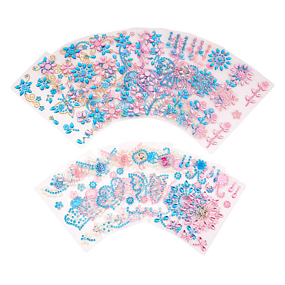 18 листы 18 цветные самоклеющиеся наклейки для мобильных телефонов, акриловые наклейки горного хрусталя, прямоугольник со смешанным рисунком