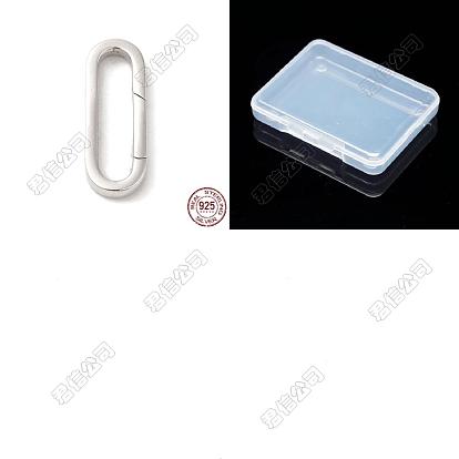 2Pcs 925 Sterling Silver Spring Gate Rings, Oval