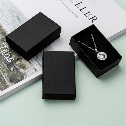 Cardboard Paper Jewelry Set Boxes, with Black Sponge, for Jewelry and Gift, Rectangle