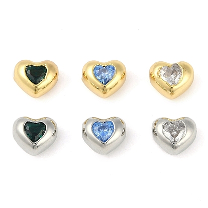 Латунные микро проложить кубического циркония бусы, сердце