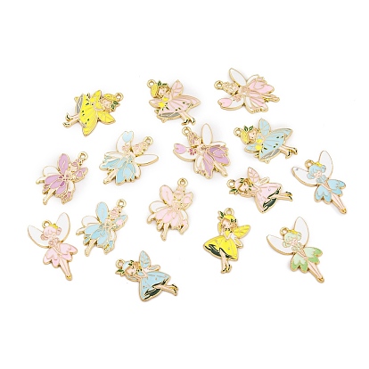 Стойки обшивки сплава эмали подвески, золотые, ангельское очарование феи