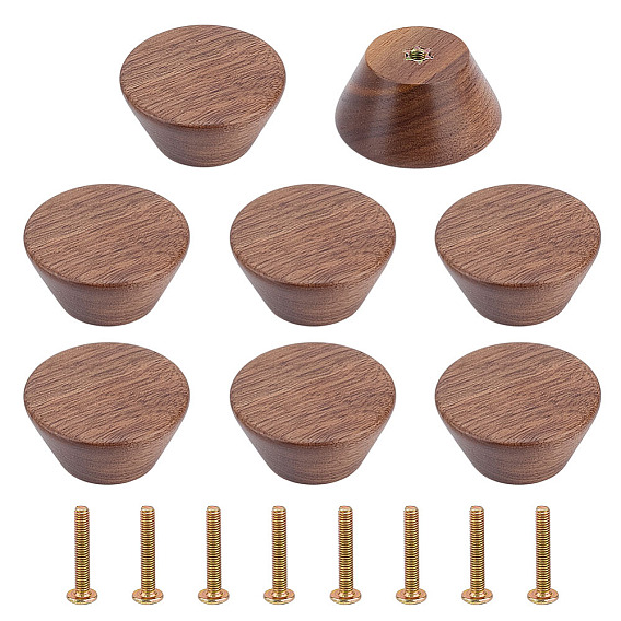 Круглая ручка для ящика из орехового дерева, двери шкафа ручка мебель тянуть, с железными винтами