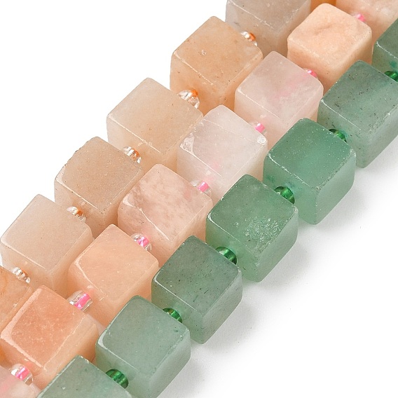 Естественно авантюрин бисер пряди, кубические, с бисером