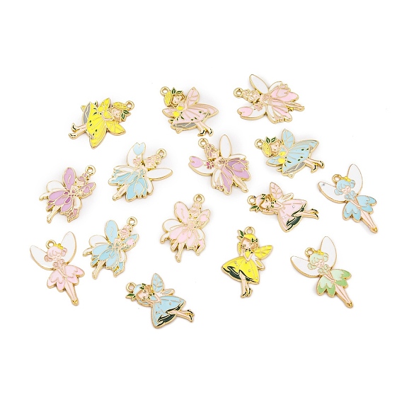 Стойки обшивки сплава эмали подвески, золотые, ангельское очарование феи