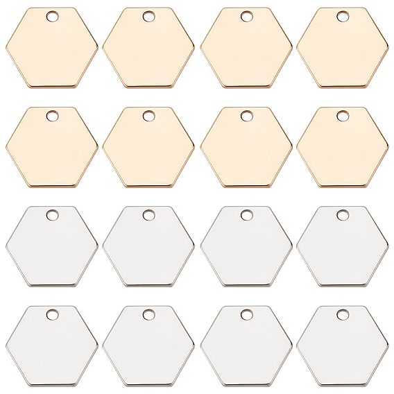 50 шт 2 цвета латунные подвески, долговечный, без никеля , шестиугольник