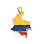 Brass Enamel Pendants, Map Charms, Long-Lasting Plated, Rack Plating, Lead Free & Cadmium Free, Real 18K Gold Plated