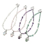 Natural & Synthetic Mixed Gemstone Angel Pendant Necklace with Shell Pearl Beaded Chains