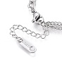 304 Stainless Steel Charm Bracelets, with Lobster Claw Clasps, Cable & Curb Chains, Heart