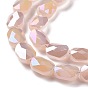 Faceted Electroplated Glass Beads Strands, AB Color Plated, Opaque Solid Color, Oval