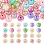 30Pcs 2 Styles Printed Transparent & Opaque Acrylic Beads, Bead in Bead, Round with Daisy